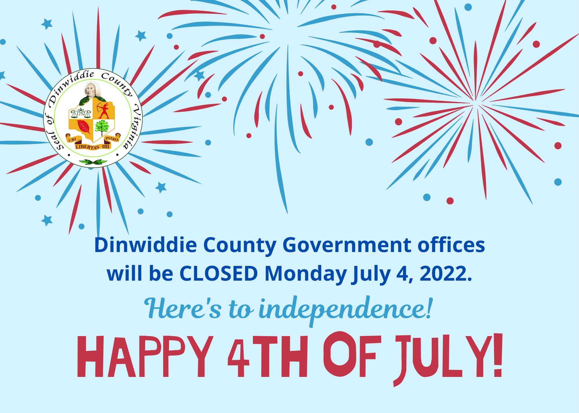 Blue and Red Flag 4th of July Card